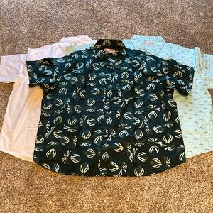Stylish Button-Up Shirt Trio in Green, White, and Blue